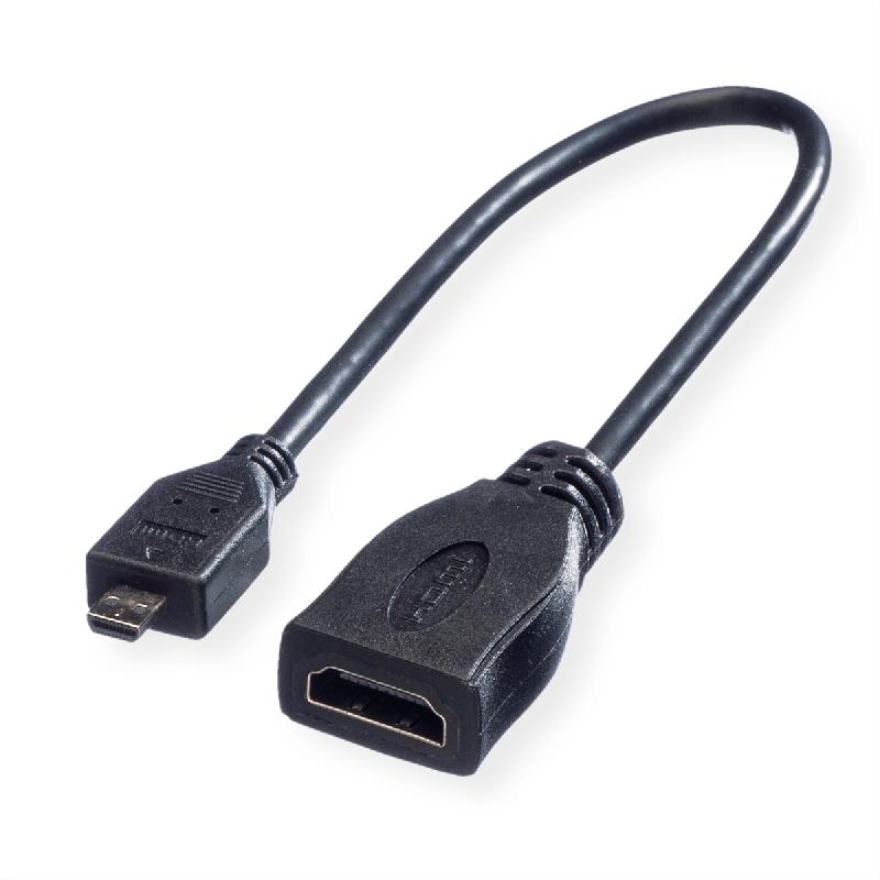 Roline câble hdmi high speed avec ethernet, hdmi f - micro hdmi m, 0,22 m_0