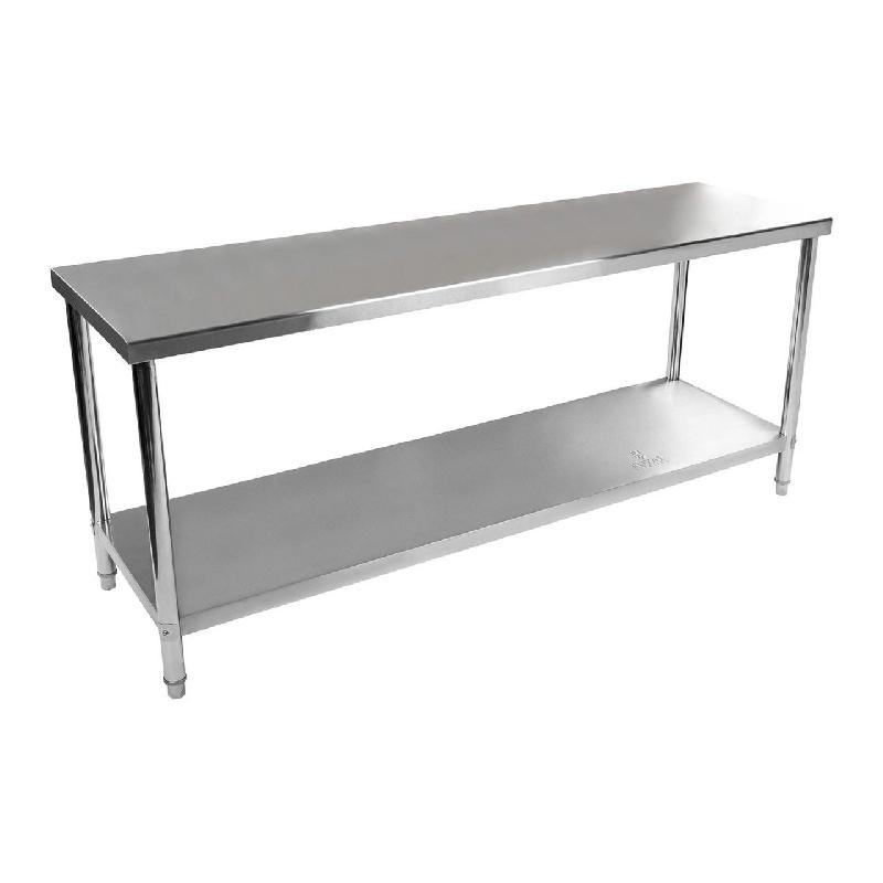 TABLE DE TRAVAIL CUISINE PROFESSIONNEL ACIER INOXYDABLE 200 X 60 CM CAPACITÉ DE 195 KG 14_0003691_0
