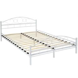 Tectake Lit design romantique avec sommier 200 x 140 cm blanc/blanc - 404517 - blanc acier 404517_0