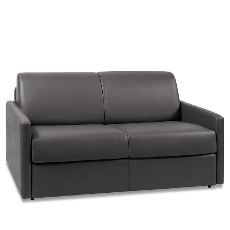 Canapé convertible express Sun Edition en cuir et PU Cayenne gris - 120 cm - Matelas 16 cm haute résilience_0