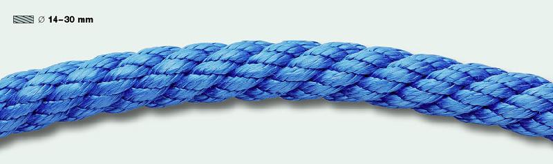 Corde en polypropylène tordu  couleur chanvre et bleu_0