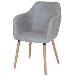 Décoshop26 - Chaise de salle à manger design rétro scandinave en tissu gris béton pieds clairs 04_0002369 - gris 3000275332698_0