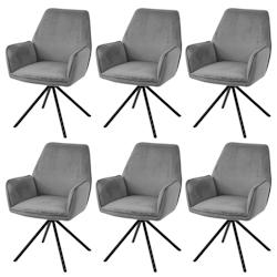 Décoshop26 - Lot de 6 chaises de salle à manger rotative avec accoudoirs en velours gris foncé cadre trépied noir 04_0000863 - gris 3000071232697_0