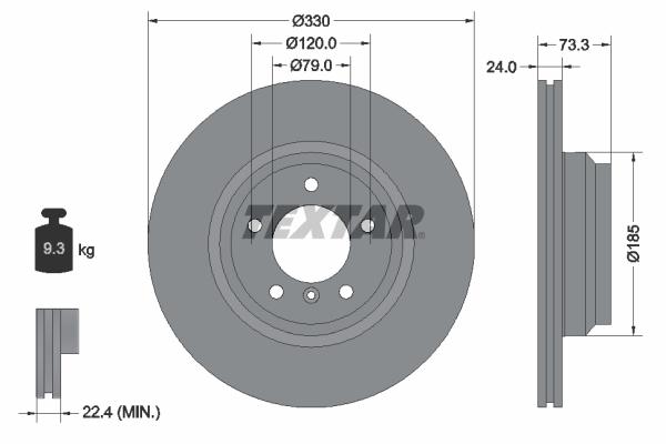 Disque de frein ventilé Textar 92137803 - boîte de 1 disque_0