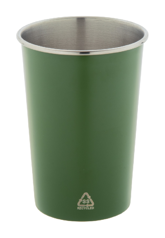 Gobelet publicitaire - simple paroi - acier recyclé sans soudure - 350 ml - couleur verte_0