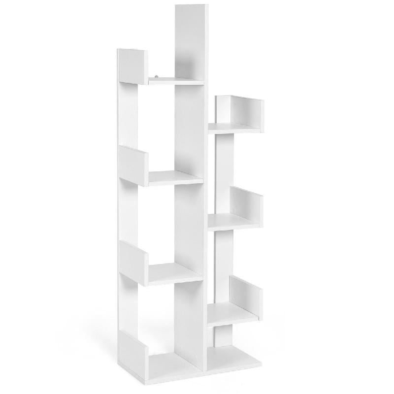Helloshop26 - Bibliothèque en forme d'arbre 50 x 25 x 145 cm design vintage avec 8 étagères ouvertes pratiques finition blanche 20_0010662 - 300022_0