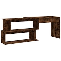 Helloshop26 - Bureau table poste de travail meuble d'ordinateur informatique étude d'angle chêne fumé 200 x 50 x 76 cm bois 02_0023673 - 3000214444345_0