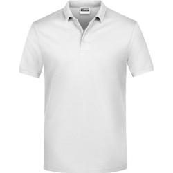 JAMES NICHOLSON, Polo homme, manches courtes, manches avec bande elasthanne, blanc, XL, - XL blanc 7865540481053_0