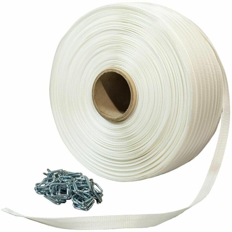 Kit Feuillard Cerclage Tressé TECPLAST 19mm X 500m + 250 Boucles + Tendeur - Résistance 750kg