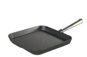 POÊLE GRILL CARRÉE 25 CM POIGNÉE INOX-FONTE