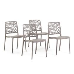 RATTATAN Set 4 Chaises Empilables en Polypropylène avec fibre de verre pour Jardin ou intérieur, hydrofuges et résistantes,  moderne - ALINA - Tour_0