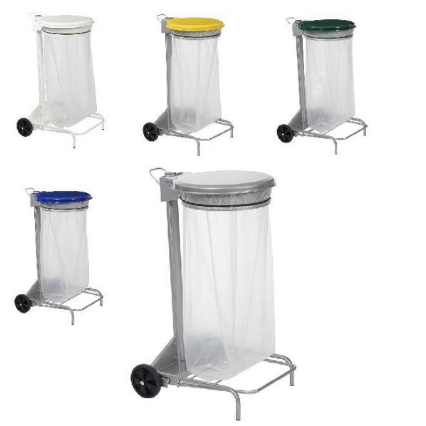 Support mobile à sac poubelle 110 litres - Collecroule Gris métal / Vert_0