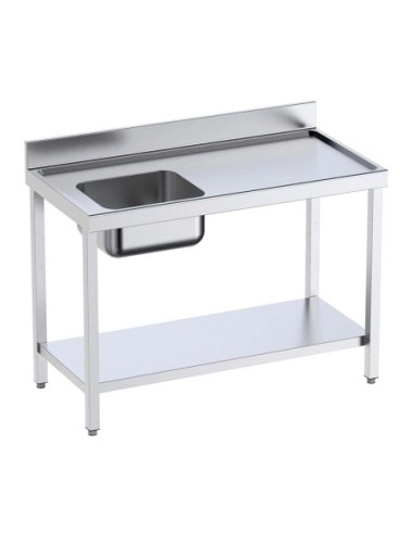 Table inox de préparation avec bords anti-ruissellement et bac à gauche P 700 | Distform - QCIES7-bac A gauche longueur 1600 mm - QCIES716_0