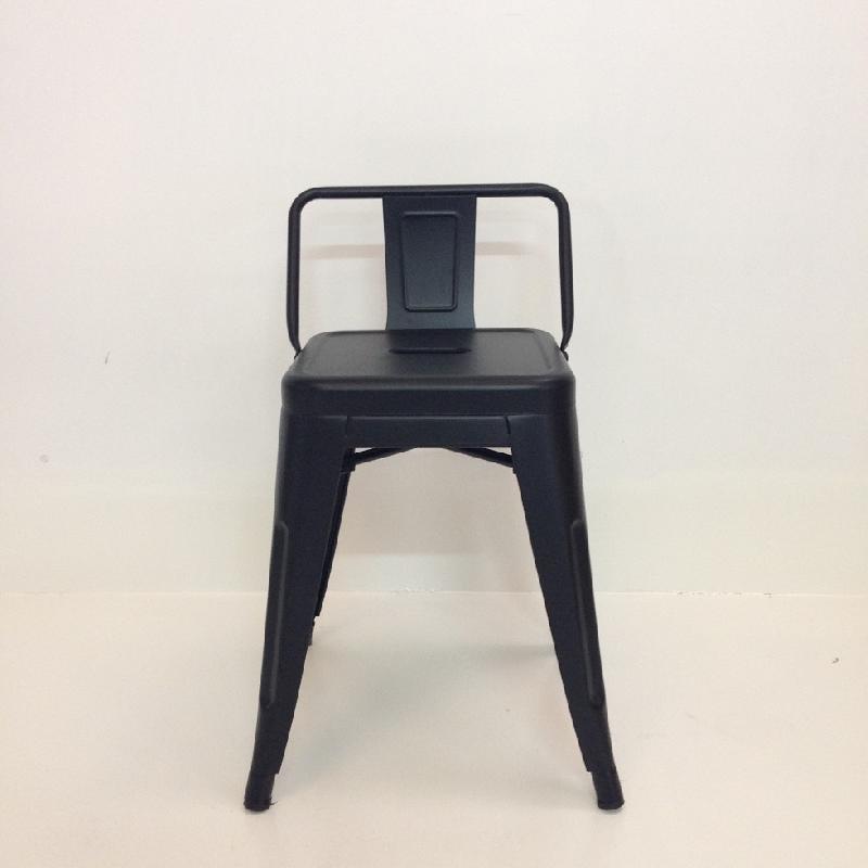 Tabouret bas en metal factory 45cm avec dossier - noir mat_0