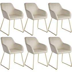 TecTake GmbH tectake Lot 6 chaises de salle à manger aspect velours rembourré crème et or - 405932 - beige polyester 405932_0