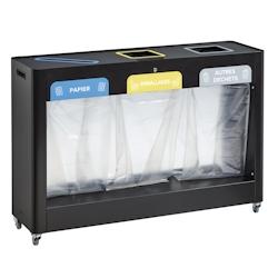 Rossignol - Meuble de tri 3x110L mobile vigipirate TRIMOUV - noir métal 55453_0