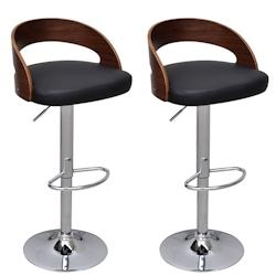 VidaXL Tabourets De Bar Lot De 2 Bois Courbé - noir 241689_0