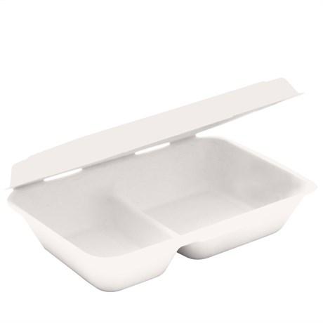 BOXES BIONIC 2 COMPARTIMENTS 22.5X16.5X6.4 CM CELLULOSE BLANC (VENDU PAR 500)