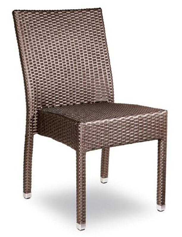 Chaise de restaurant Koumac - châssis en aluminium et tressage synthétique chocolat_0