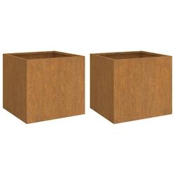 Helloshop26 - Jardinière bac lit surélevé plantes fleurs jardin terrasses lot de 2 32 x 30 x 29 cm acier corten marron 02_0038934 - 3000217949885_0