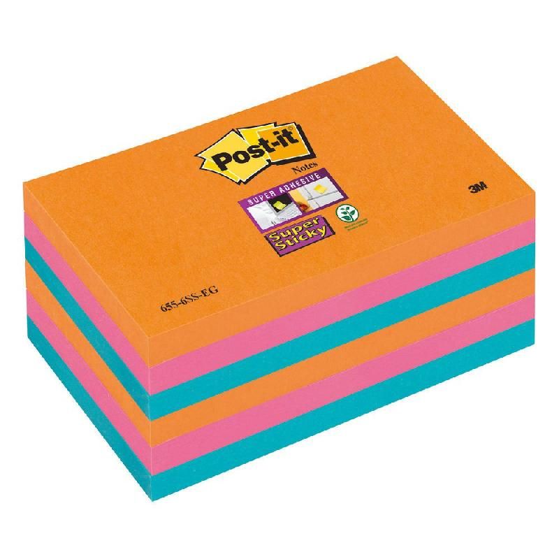 POST-IT® BLOC DE NOTES ADHÉSIVES (655-6SS-EG) SUPER STICKY - 76 X 127 MM - COULEUR : BANGKOK (PRIX À L'UNITÉ)