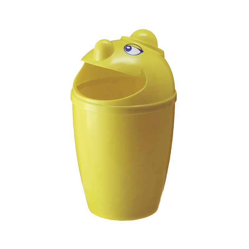 Poubelle Fun 75L Jaune - Forme de visage - Polyéthylène résistant - Marque Rolléco_0