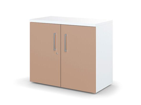 Armoire basse portes battantes Columbia en bois - Largeur 80/100 cm - Hauteur 69 cm - Fabriqué en France_0