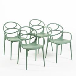 RATTATAN Set de 4 chaises en polypropylène avec fibre de verre, empilables pour extérieur et jardin, bar et restaurant, cuisine design moderne -Char_0