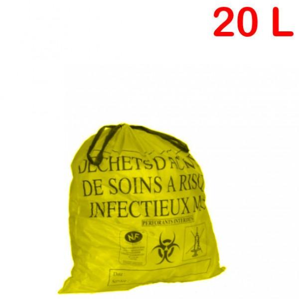 Sac poubelle à déchets infectieux 20 litres - Flexitène renforcé NF X30-501 - Marque Rolléco_0
