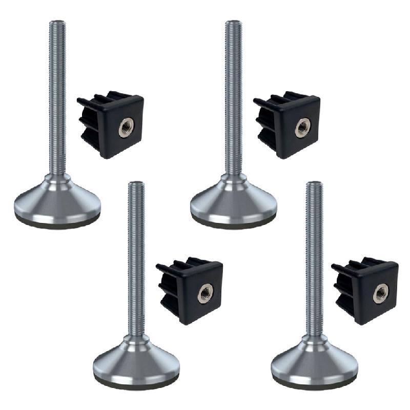 Pied en acier inoxydable 16x150x80mm, base avec tampon en caoutchouc + inserts 50x50x2.00mm -Set of_0