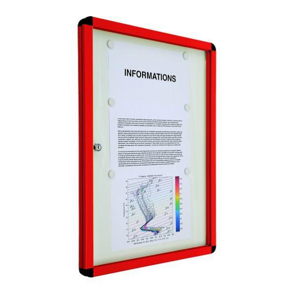 Vitrine extérieure - fond métal - cadre rouge - format 4 x A4 - étanche - Rolléco_0