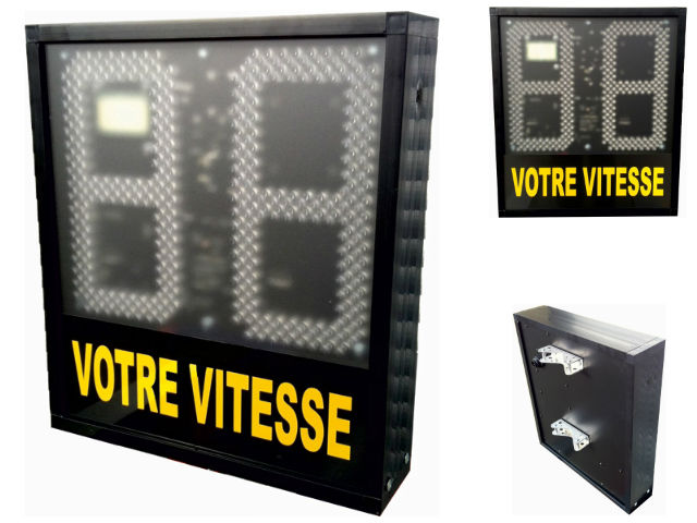 Radar afficheur de vitesse à LED équipé de panneau solaire le jour et de batterie la nuit - Vialed mini - solaire public - bicolore_0