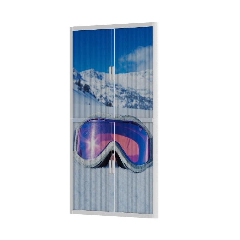 Armoire à rideaux avec décor montagne - EasyOffice. - Haute, Lunette Ski_0
