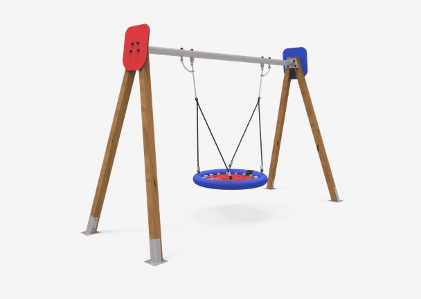 Balançoire Madera 1 nid JL1500010 - Aire de jeux durable en bois et acier, résistante aux intempéries_0
