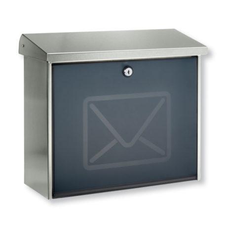 Boîte aux lettres en acier inoxydable Lucca - porte transparente anthracite en PVC incassable - serrure chromée - norme EN 13724_0