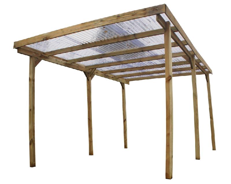 Carport en bois - couverture PVC ondulée Imperia 15 m²_0
