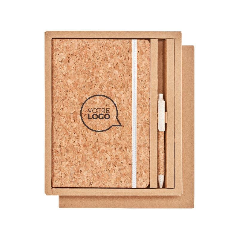 Coffret carnet et stylo en liège Aaron - Carnets personnalisés_0