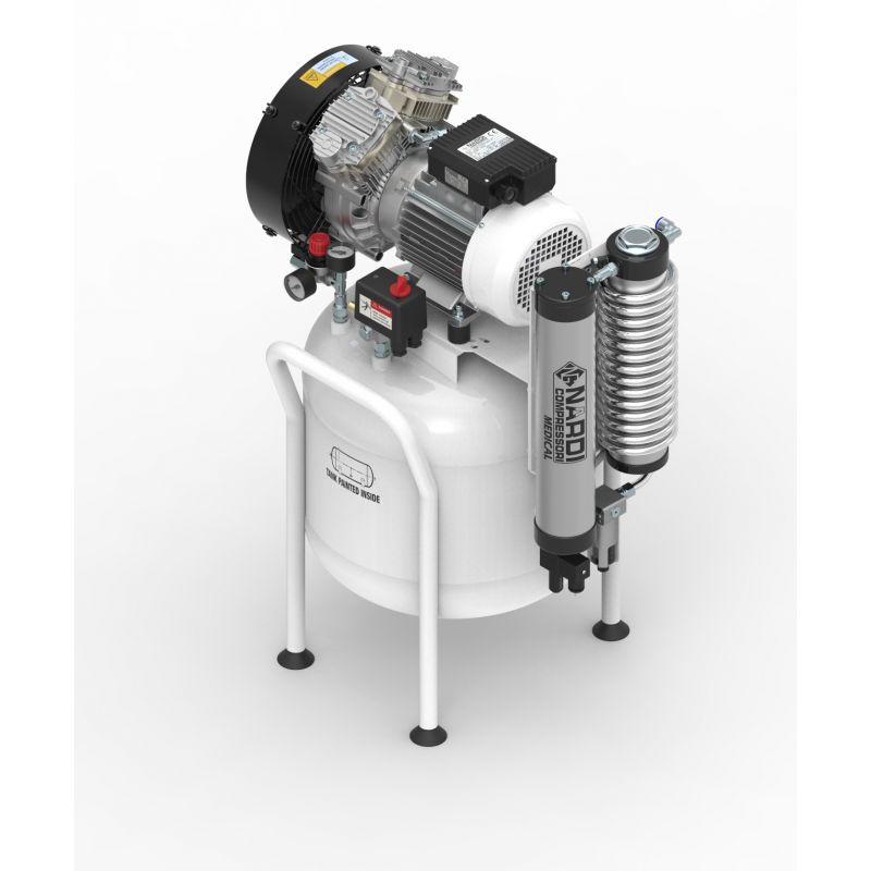 Compresseur dentaire 2D 2 CV - cuve 50 litres - sans huile - avec filtre dessicant_0