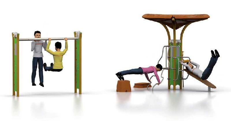 Double ilot sportif gym extérieur 8 agrès 56 exercices - ILTDBSPG-HS01/1T_0