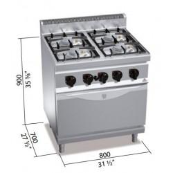 Fourneau gaz professionnel 4 feux - Four GN 2/1 - 29,3 kW - Art Cuisines Pro_0