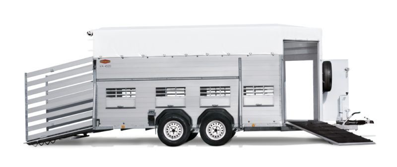 Grandes remorques pour le bétail Böckmann - Type VA 4520/30 à VA 4520/35 - 4,5m de longueur, bâche ou toit polyester_0