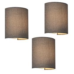 Helloshop26 - Lot de 3 lampes murales en forme demi-cercle E27 l'abat-jour en lin 20 x 18 x 13 cm gris  03_0007353 - 3001874582729_0