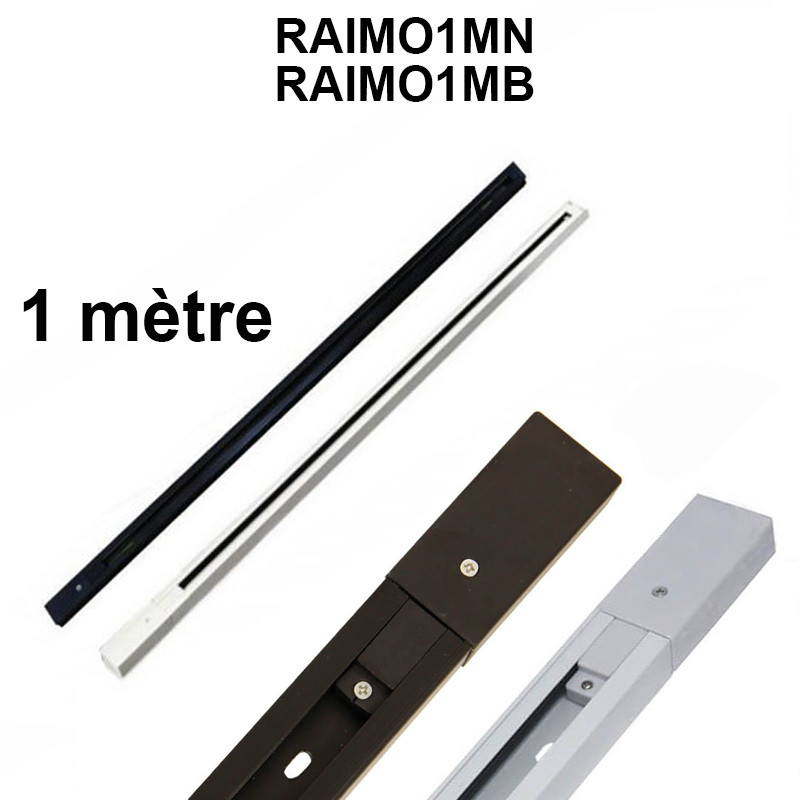 Rail monophasé renforcé 1 mètre pour spot LED - aluminium de qualité - réf RAIMO1MB_0