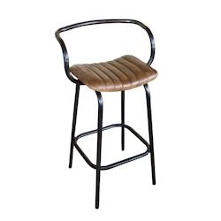 Anticline Créations Fauteuil de bar en cuir cognac L50 XP50 XH92 Assise H74.5 - marron cuir CS1053_0