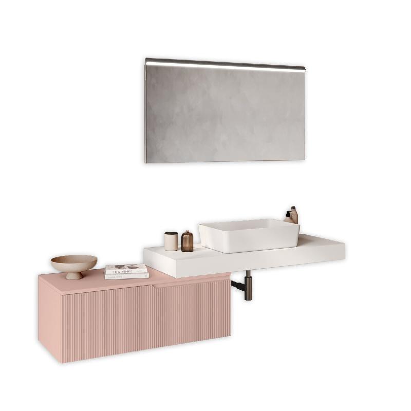 AQA Design Composition de salle de bain en MDF 4 pièces blanc/rose poudre L.190 P.45 H.190 MPVE52-O1-CIP - multicolore Bois manufacturé MPVE52-O1-CIP_0