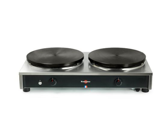 Crêpière gaz professionnelle Krampouz - 2 plaques châssis carré en inox et fonte - 40 cm de diamètre_0