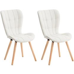 Décoshop26 - Lot de 2 chaises de salle à manger dossier haut coutures décoratives assise en PVC blanc 10_0001645 - blanc 3000250595629_0