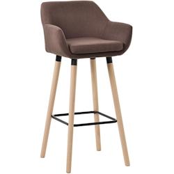 Décoshop26 - Tabouret de bar lounge x1 design scandinave assise en tissu couleur café pieds en bois repose-pieds en métal 10_0004919 - 3000252357744_0