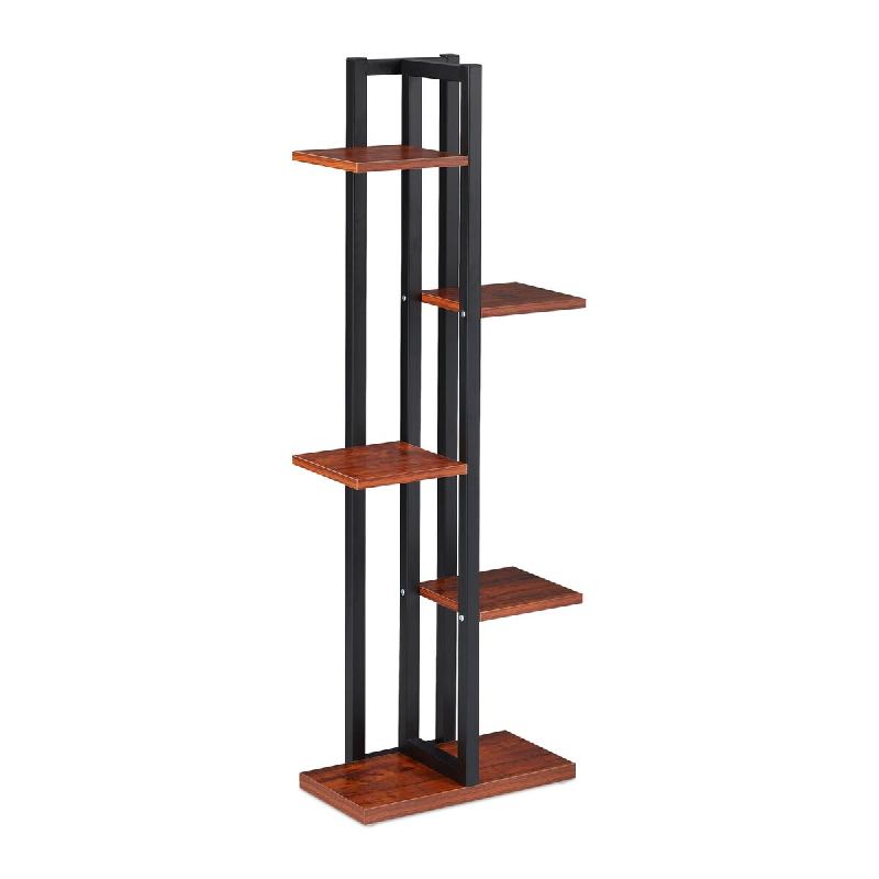 Helloshop26 - Étagère à plantes en escalier 117 x 43 x 22 cm supports robustes design contemporain en acier noir 13_0011044 - noir Bois manufactur�_0