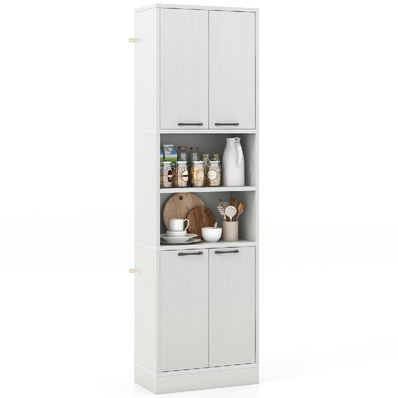 Helloshop26 - Armoire de rangement 56 x 30 x 190 cm avec 4 portes et étagères ouvertes moderne MDF chêne blanc 20_0010236 - vert métal 3000226067167_0